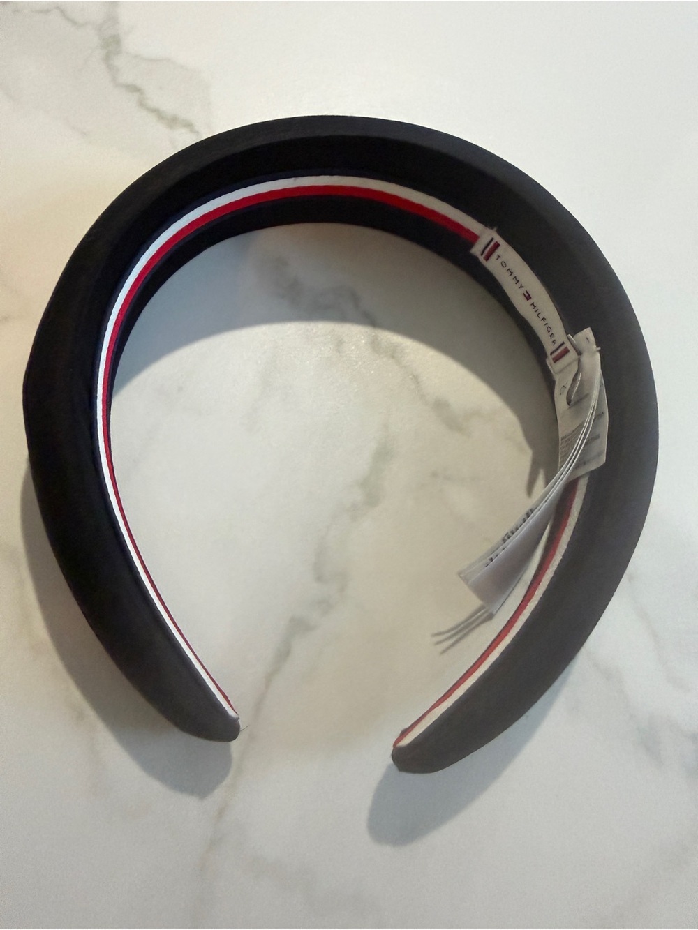 Tommy Hilfiger Black Padded Headband with Gold Logo - Picture 3 of 6